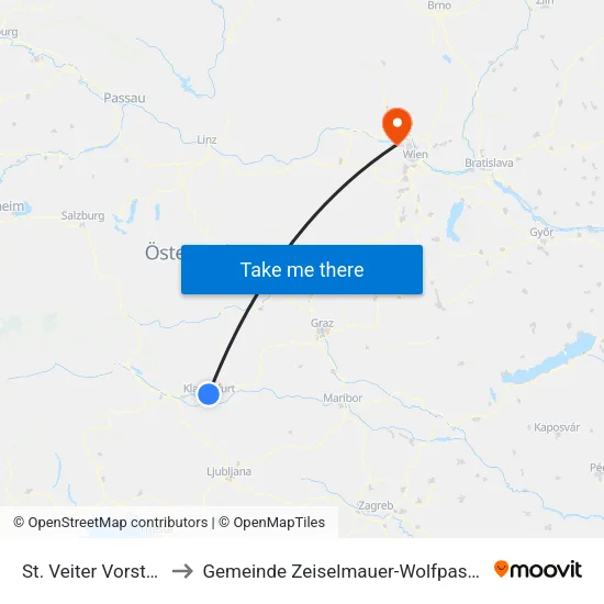 St. Veiter Vorstadt to Gemeinde Zeiselmauer-Wolfpassing map