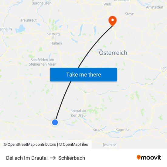 Dellach Im Drautal to Schlierbach map