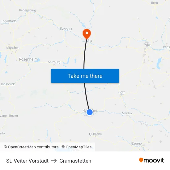 St. Veiter Vorstadt to Gramastetten map