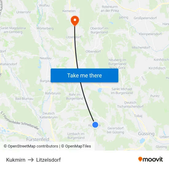 Kukmirn to Litzelsdorf map
