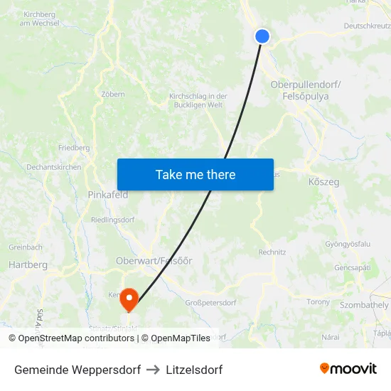 Gemeinde Weppersdorf to Litzelsdorf map