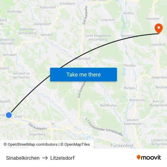 Sinabelkirchen to Litzelsdorf map