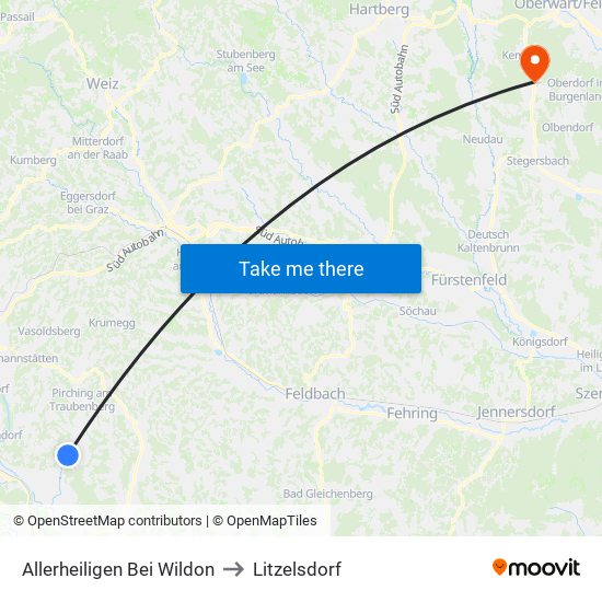 Allerheiligen Bei Wildon to Litzelsdorf map