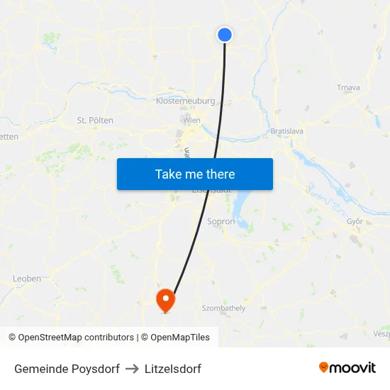 Gemeinde Poysdorf to Litzelsdorf map