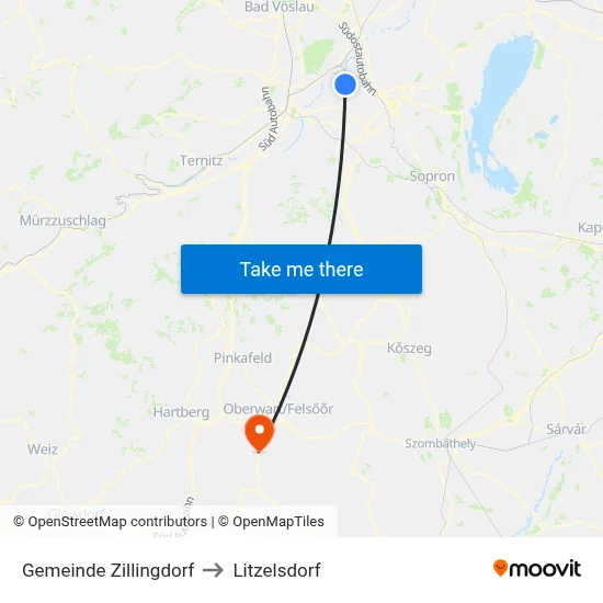 Gemeinde Zillingdorf to Litzelsdorf map