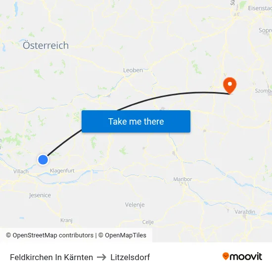 Feldkirchen In Kärnten to Litzelsdorf map