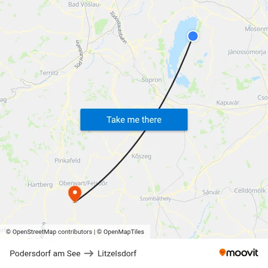 Podersdorf am See to Litzelsdorf map