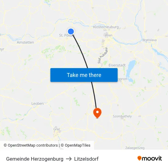 Gemeinde Herzogenburg to Litzelsdorf map