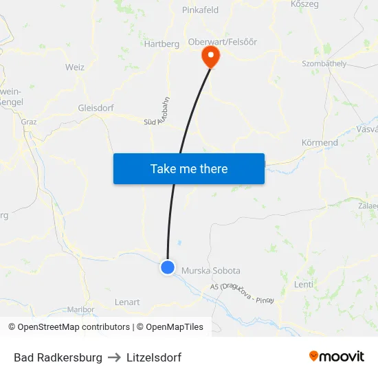 Bad Radkersburg to Litzelsdorf map