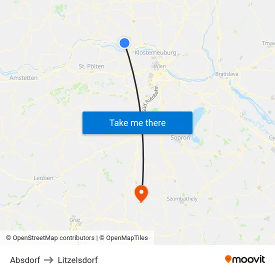 Absdorf to Litzelsdorf map