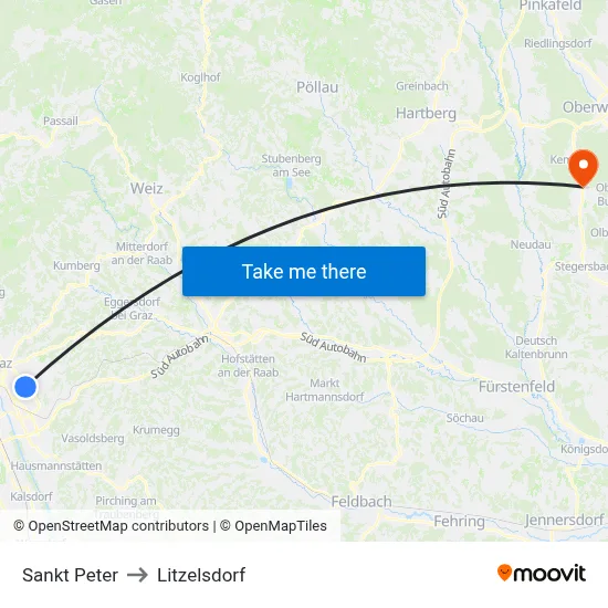 Sankt Peter to Litzelsdorf map