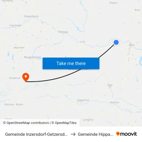 Gemeinde Inzersdorf-Getzersdorf to Gemeinde Hippach map