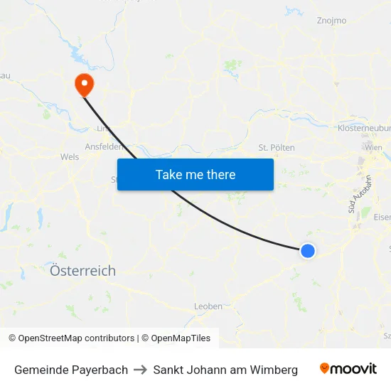 Gemeinde Payerbach to Sankt Johann am Wimberg map