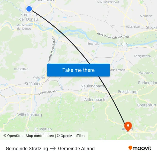Gemeinde Stratzing to Gemeinde Alland map