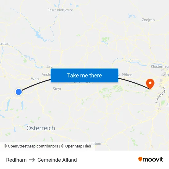 Redlham to Gemeinde Alland map