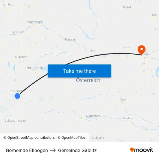 Gemeinde Ellbögen to Gemeinde Gablitz map