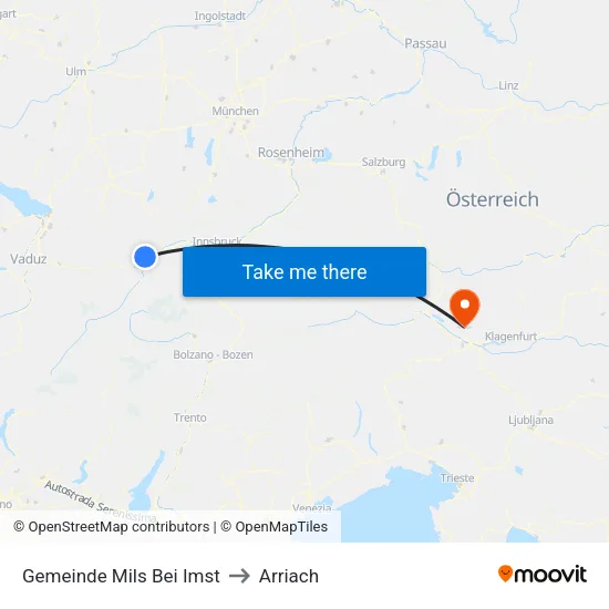 Gemeinde Mils Bei Imst to Arriach map