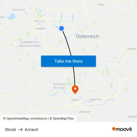 Strobl to Arriach map