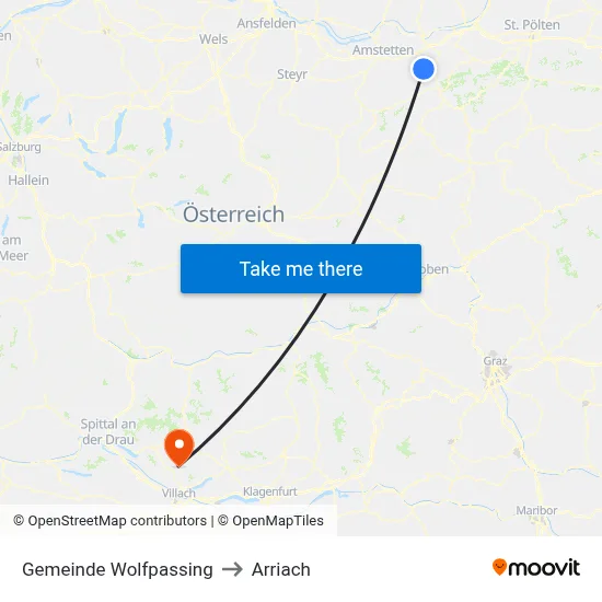 Gemeinde Wolfpassing to Arriach map
