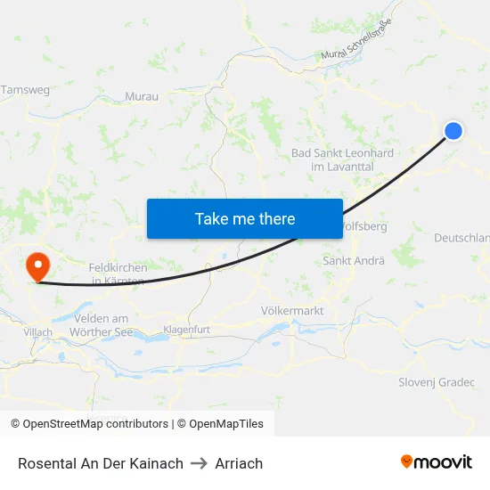 Rosental An Der Kainach to Arriach map