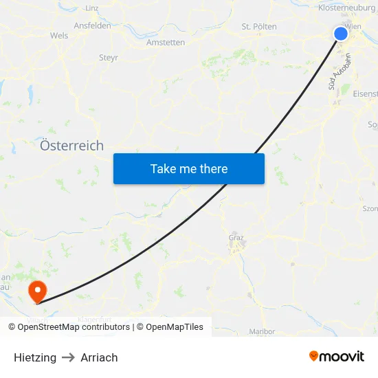 Hietzing to Arriach map