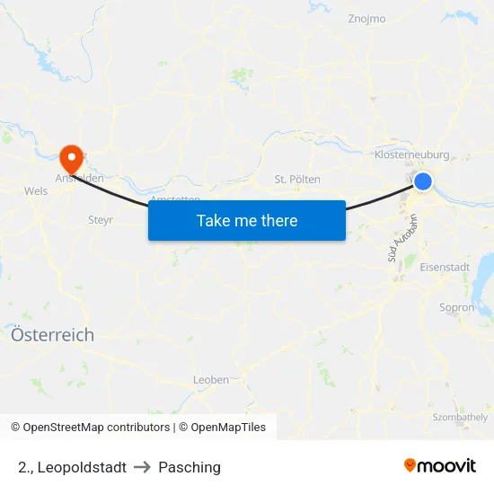 2., Leopoldstadt to Pasching map