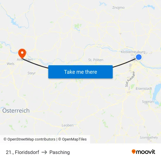 21., Floridsdorf to Pasching map