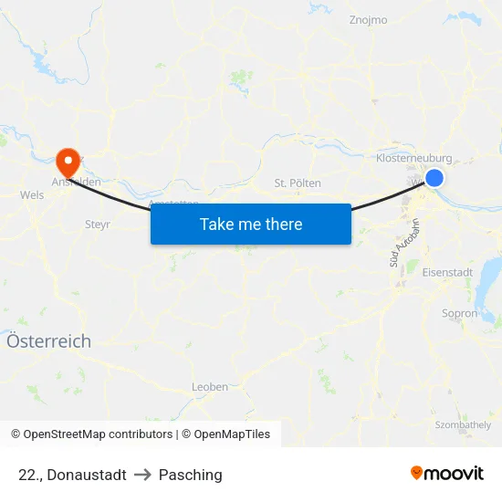 22., Donaustadt to Pasching map