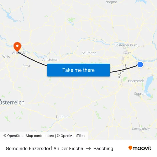 Gemeinde Enzersdorf An Der Fischa to Pasching map