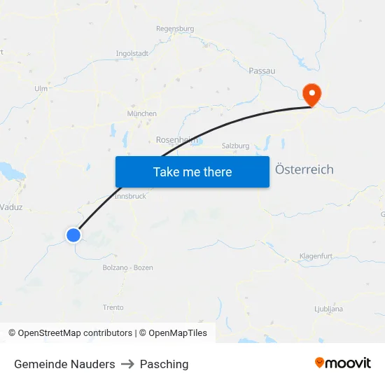 Gemeinde Nauders to Pasching map