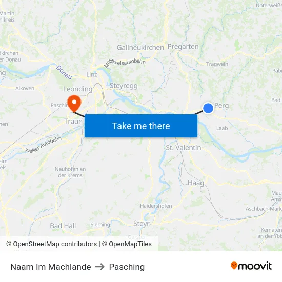 Naarn Im Machlande to Pasching map