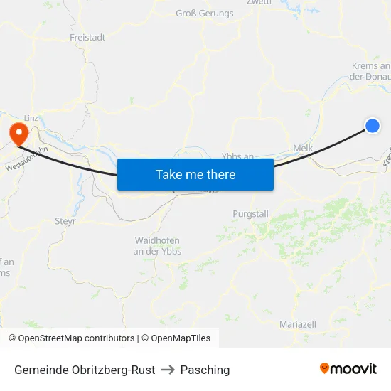 Gemeinde Obritzberg-Rust to Pasching map