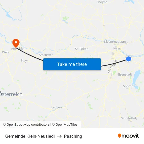Gemeinde Klein-Neusiedl to Pasching map