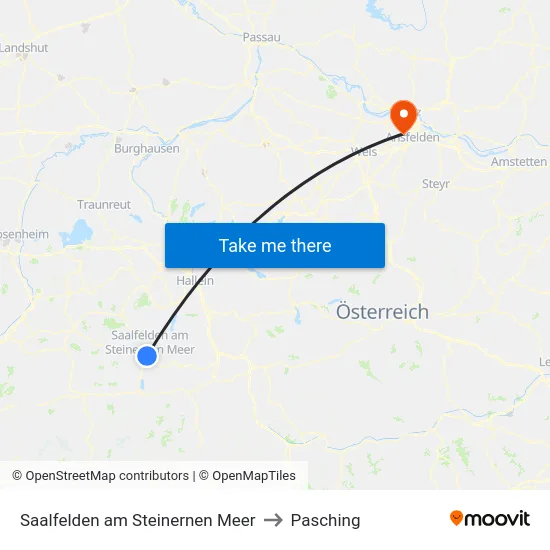 Saalfelden am Steinernen Meer to Pasching map