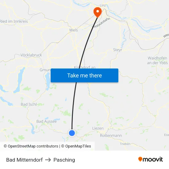 Bad Mitterndorf to Pasching map
