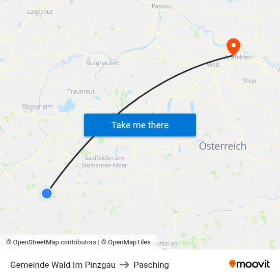 Gemeinde Wald Im Pinzgau to Pasching map