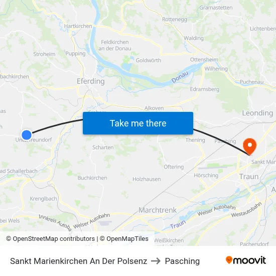 Sankt Marienkirchen An Der Polsenz to Pasching map
