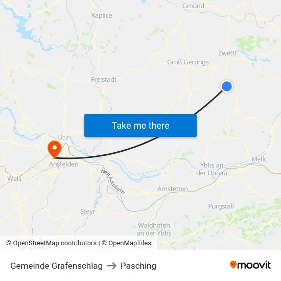 Gemeinde Grafenschlag to Pasching map