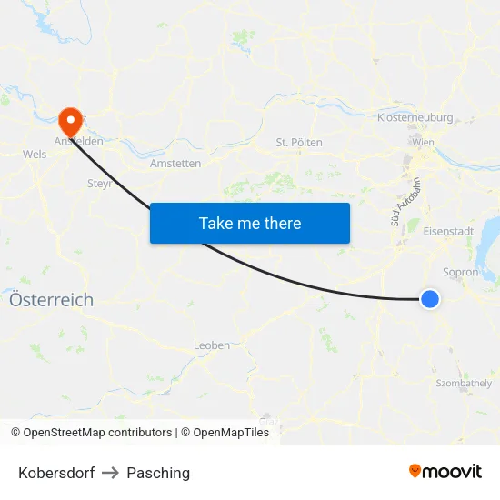 Kobersdorf to Pasching map