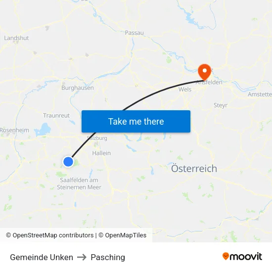 Gemeinde Unken to Pasching map