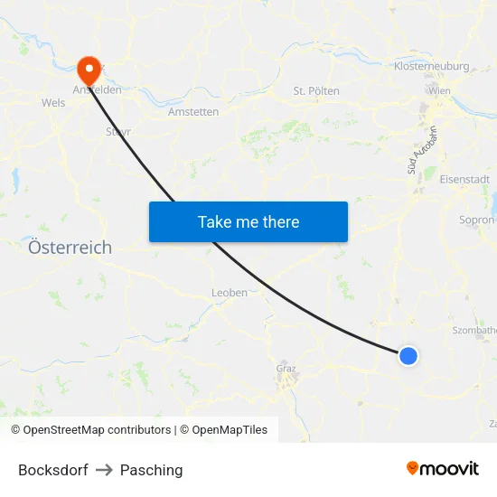 Bocksdorf to Pasching map