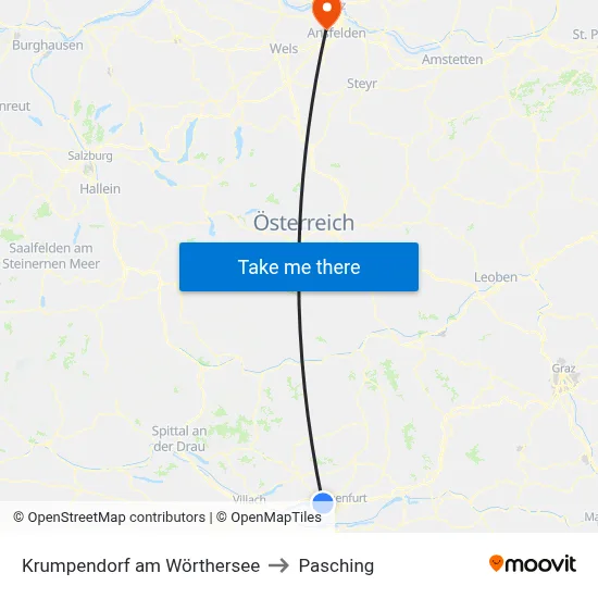 Krumpendorf am Wörthersee to Pasching map