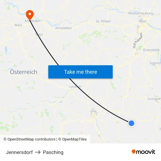 Jennersdorf to Pasching map