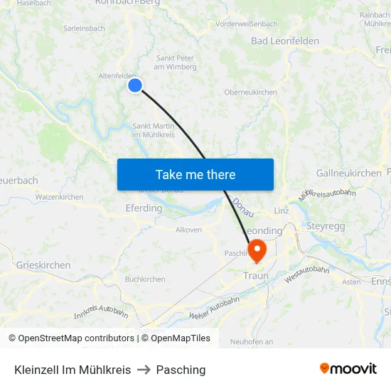 Kleinzell Im Mühlkreis to Pasching map
