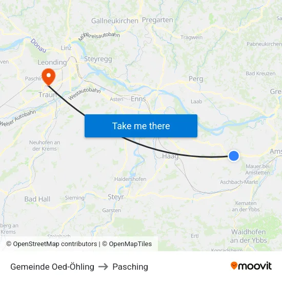 Gemeinde Oed-Öhling to Pasching map
