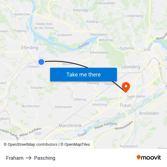 Fraham to Pasching map