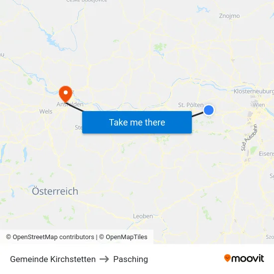 Gemeinde Kirchstetten to Pasching map