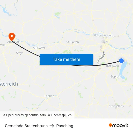 Gemeinde Breitenbrunn to Pasching map