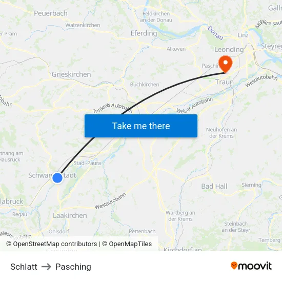 Schlatt to Pasching map
