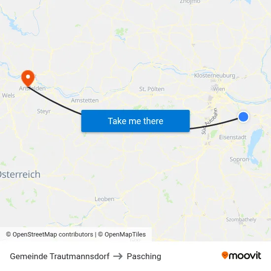 Gemeinde Trautmannsdorf to Pasching map